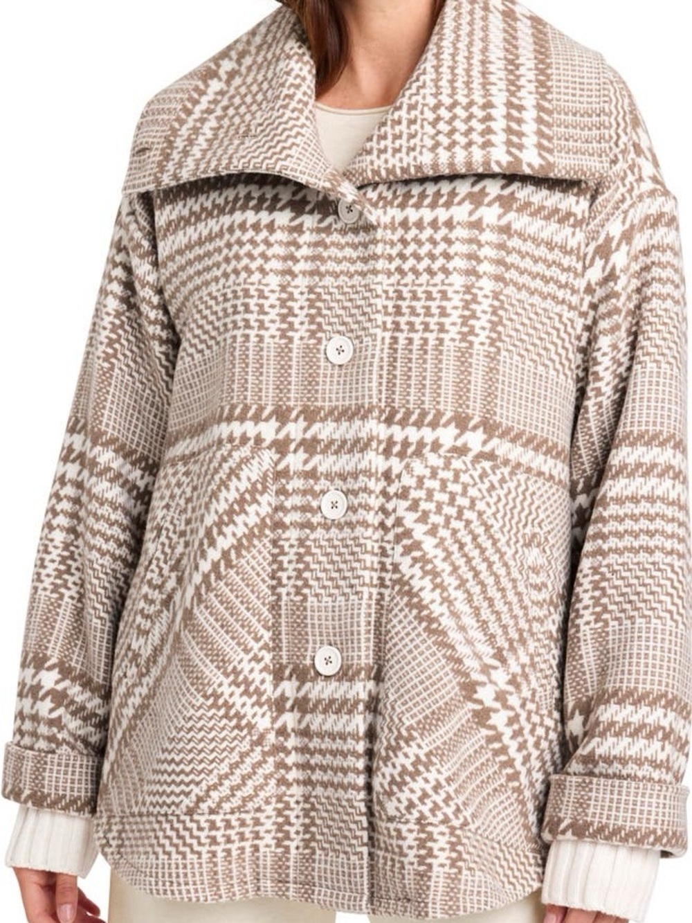 Splendid x @cellajaneblog Wool Plaid Jacket Toast Medium Sold Out Rare Like New - Picture 8 of 9